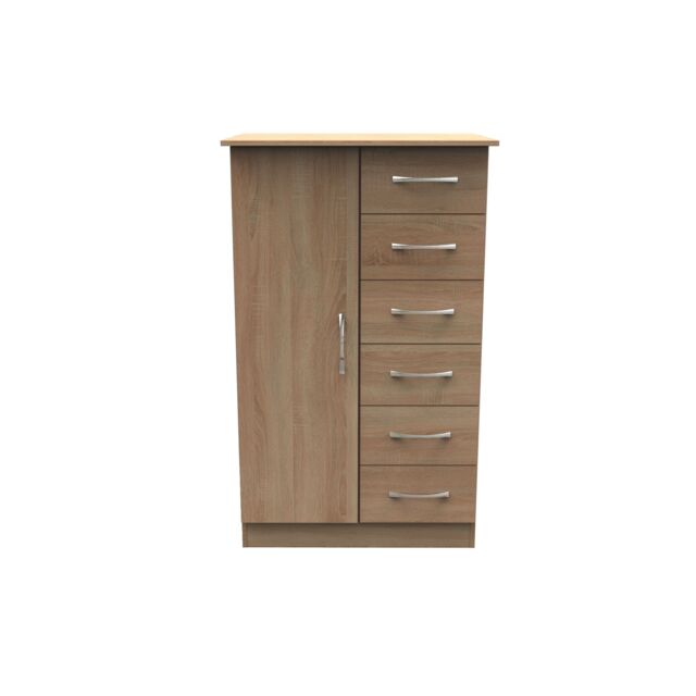 Ready Assembled 2 U Hampshire 1 Door 5 Drawer Childrens Wardrobe (Ready Assembled) in Light Oak - image 1