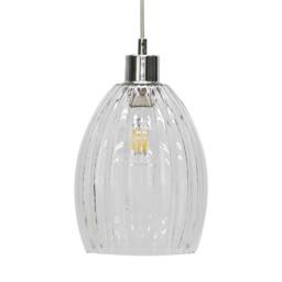 First Choice Lighting Set of 2 Birch - Clear Fluted Glass with Chrome Pendant Fittings - thumbnail 3