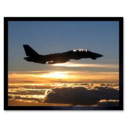 "Artery8 US Navy F14D Tomcat Fighter Jet Silhouette 12x16"" Framed Art Print in Blue - Size: W12"" x H16""" - thumbnail 1