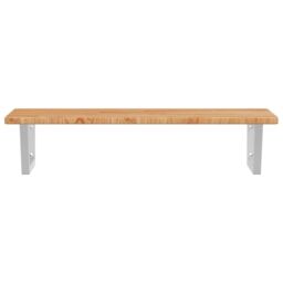 Berkfield Home Basin Shelf Wall Mounted Steel & Solid Wood Oak in Brown - thumbnail 4