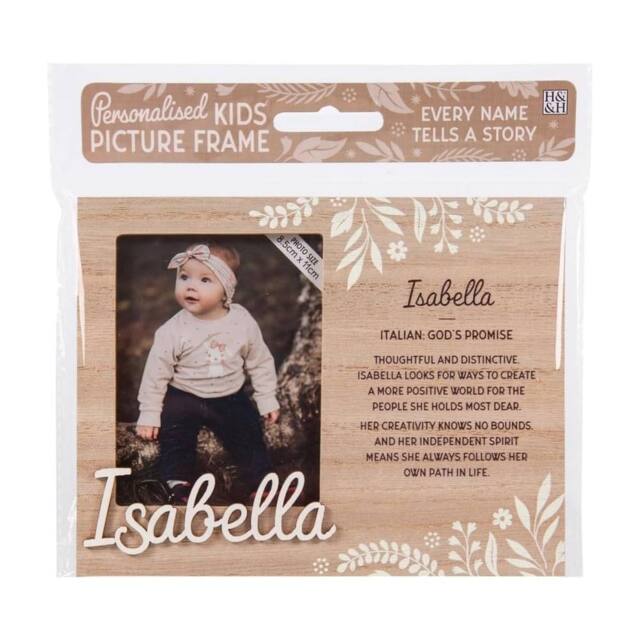 History & Heraldry Personalised Kids Wooden Picture Frame - Isabella in Brown