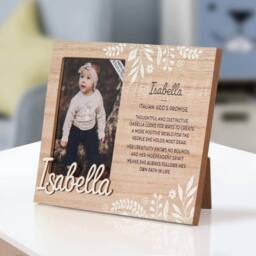 History & Heraldry Personalised Kids Wooden Picture Frame - Isabella in Brown - thumbnail 2