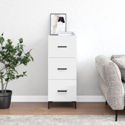 Berkfield Home Sideboard High Gloss White 34.5x34x90 cm Engineered Wood - thumbnail 1
