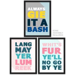Artery8 A4 Wall Art & Frame Set of 3 Scottish Sayings Good Wish Motivational - thumbnail 1
