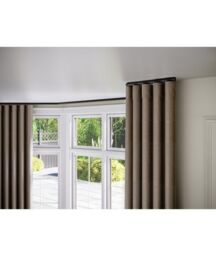 New Edge Blinds 28mm Styleline Gliding Curtain Pole Set with End Cap - Black - Size: 460 cm