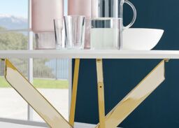 FurnitureboxUK Novara 100cm Round 4-Seater Dining Table With Gold Chrome Legs in White - thumbnail 4
