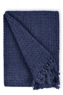 New Edge Blinds Waffle Collection Cotton Throw in Blue - Size: 127 cm x 152 cm - image 1