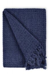 New Edge Blinds Waffle Collection Cotton Throw in Blue - Size: 127 cm x 152 cm - thumbnail 1