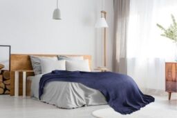 New Edge Blinds Waffle Collection Cotton Throw in Blue - Size: 127 cm x 152 cm - thumbnail 4