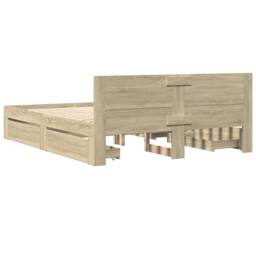 Berkfield Home Bed Frame with Headboard without Mattress Sonoma Oak 160x200 cm in Light Tan - thumbnail 7