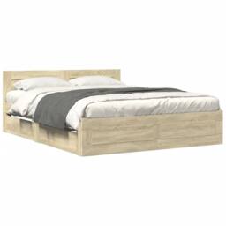 Berkfield Home Bed Frame with Headboard without Mattress Sonoma Oak 160x200 cm in Light Tan