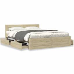 Berkfield Home Bed Frame with Headboard without Mattress Sonoma Oak 160x200 cm in Light Tan - thumbnail 4