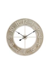 Living and Home 60cm Large Wooden & Iron Wall Clock - Creative Statement Timepiece for Living Room Décor in Natural - thumbnail 5