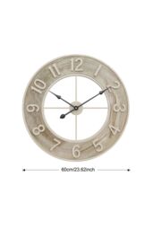 Living and Home 60cm Large Wooden & Iron Wall Clock - Creative Statement Timepiece for Living Room Décor in Natural - thumbnail 6