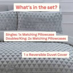 Rapport Home Diamond Cut Teddy Polyester Fleece Duvet Cover Set with Pillowcase in Silver - Size: Single - thumbnail 4