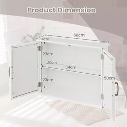 Costway Wall Mounted Bathroom Mirror Cabinet Wooden Storage Cupboard Medicine Cabinet in White - thumbnail 2