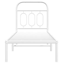 Berkfield Home Metal Bed Frame without Mattress with Headboard White 75x190cm - Size: 75x190 cm - thumbnail 4