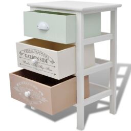 Berkfield Home French Storage Cabinet 3 Drawers Wood in White - thumbnail 4
