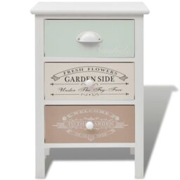 Berkfield Home French Storage Cabinet 3 Drawers Wood in White - thumbnail 3