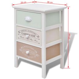 Berkfield Home French Storage Cabinet 3 Drawers Wood in White - thumbnail 6