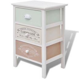 Berkfield Home French Storage Cabinet 3 Drawers Wood in White - thumbnail 2