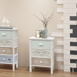 Berkfield Home French Storage Cabinet 3 Drawers Wood in White - thumbnail 1