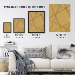 Artery8 Abstract Geometric Plaid Pattern Japanese Framed Wall Art Print Korin in Beige - Size: A4 - thumbnail 3
