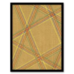 Artery8 Abstract Geometric Plaid Pattern Japanese Framed Wall Art Print Korin in Beige - Size: A4 - thumbnail 1