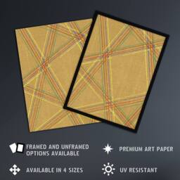 Artery8 Abstract Geometric Plaid Pattern Japanese Framed Wall Art Print Korin in Beige - Size: A4 - thumbnail 2