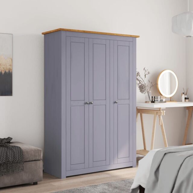 Berkfield Home 3-Door Wardrobe Grey 118x50x171.5 cm Pine Panama Range - image 1