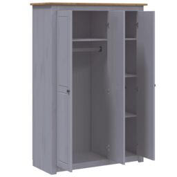Berkfield Home 3-Door Wardrobe Grey 118x50x171.5 cm Pine Panama Range - thumbnail 5