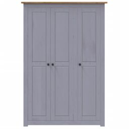 Berkfield Home 3-Door Wardrobe Grey 118x50x171.5 cm Pine Panama Range - thumbnail 4