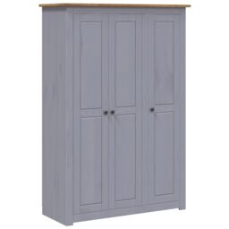 Berkfield Home 3-Door Wardrobe Grey 118x50x171.5 cm Pine Panama Range - thumbnail 2