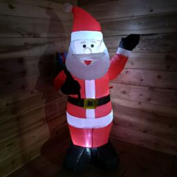 Samuel Alexander 120cm (4ft) Light up Standing Santa Inflatable Christmas Decoration with LEDs in Red - thumbnail 2