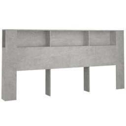 Berkfield Home Headboard Cabinet Concrete Grey 220x18.5x104.5 cm - thumbnail 1