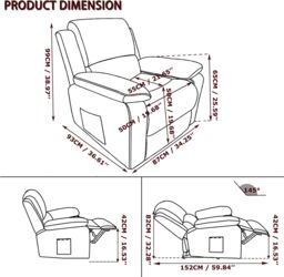 FURNITURE ONE Massage Recliner Chair, Dual Motor Heated 8 Point Massage Sofa Chair in Grey - Size: 1 Pack - thumbnail 2