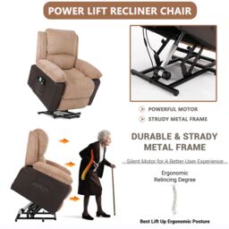 FURNITURE ONE Massage Recliner Chair, Dual Motor Heated 8 Point Massage Sofa Chair in Grey - Size: 1 Pack - thumbnail 6