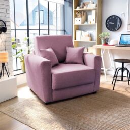 Abakus Direct Olly Velvet Single Sofa Bed in Pink - thumbnail 1