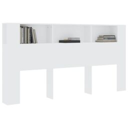 Berkfield Home Headboard Cabinet White 200x18.5x104.5 cm - thumbnail 6