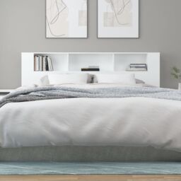 Berkfield Home Headboard Cabinet White 200x18.5x104.5 cm - thumbnail 5