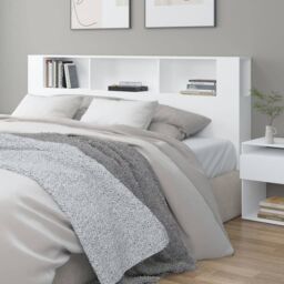 Berkfield Home Headboard Cabinet White 200x18.5x104.5 cm - thumbnail 1
