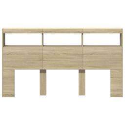 Berkfield Home Headboard Cabinet with LED Sonoma Oak 180x17x102 cm in Brown - Size: 180 x 17 x 102 cm - thumbnail 6