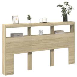 Berkfield Home Headboard Cabinet with LED Sonoma Oak 180x17x102 cm in Brown - Size: 180 x 17 x 102 cm - thumbnail 5