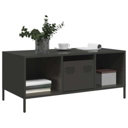 Berkfield Home Coffee Table Black 101.5x50x43.5 cm Cold-rolled Steel - thumbnail 3