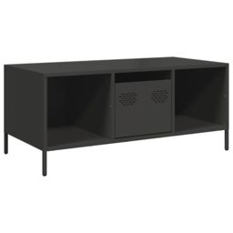 Berkfield Home Coffee Table Black 101.5x50x43.5 cm Cold-rolled Steel - thumbnail 2