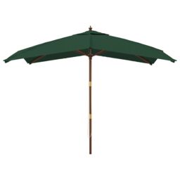Berkfield Home Garden Parasol with Wooden Pole Green 300x300x273 cm - Size: 300 x 300 x 273 cm - thumbnail 3