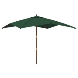 Berkfield Home Garden Parasol with Wooden Pole Green 300x300x273 cm - Size: 300 x 300 x 273 cm - thumbnail 2