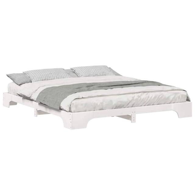 Berkfield Home Stylish Floor Bed Frame with Storage White 180 x 220 cm Solid pin - image 1