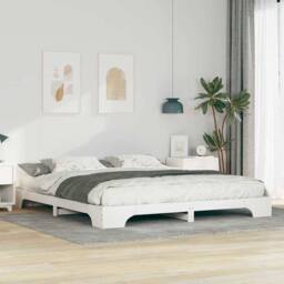 Berkfield Home Stylish Floor Bed Frame with Storage White 180 x 220 cm Solid pin - thumbnail 2