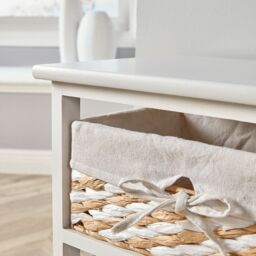 Home Source Wooden Storage Chest 3 Drawer Wicker Basket Organiser Fully Assembled in White - thumbnail 5